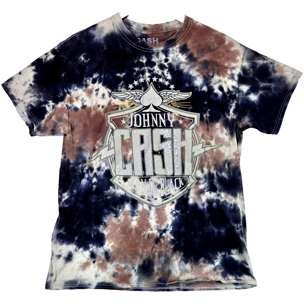 Johnny Cash T-Shirt Tie Dye Graphic Tee Man In Black Logo Music Shirt Large